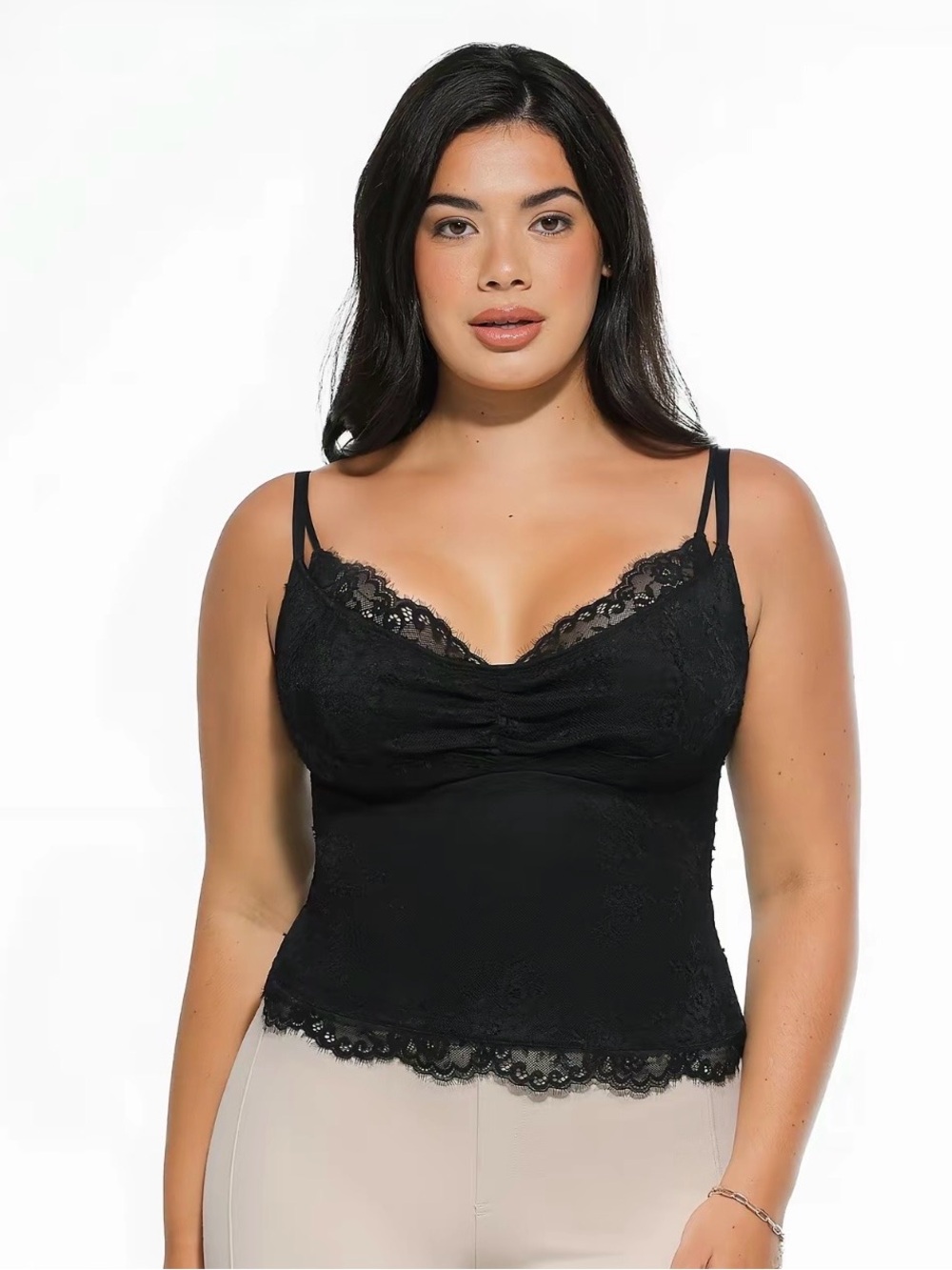 Popilush Shapewear Black Lace Cami Top